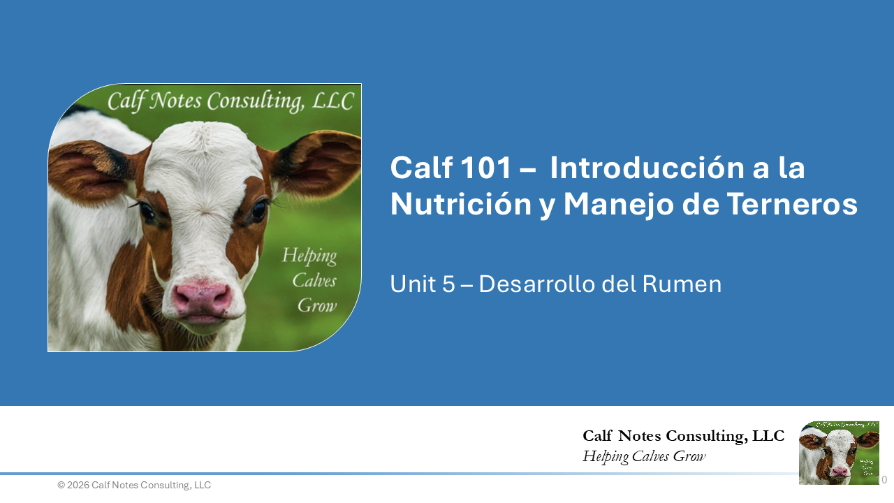 Calf 101 Unit 5 – Desarrollo del Rumen